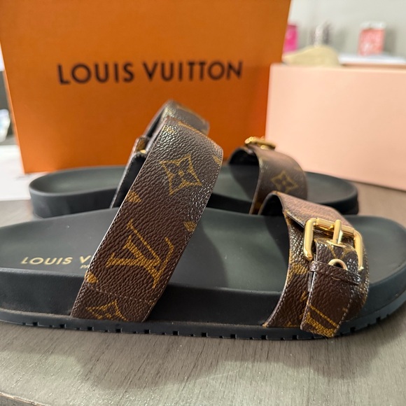 Louis Vuitton Monogram Brown Slides - Picture 6 of 11